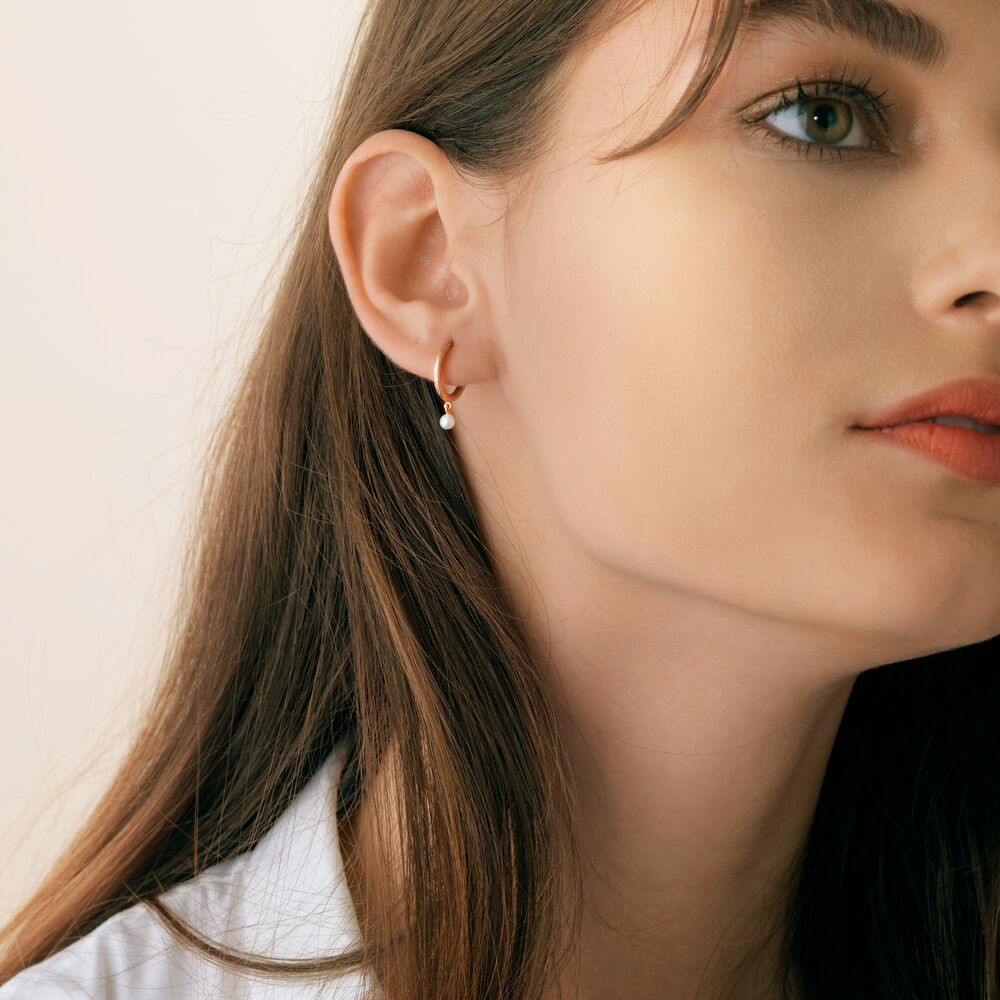 Hoopla 18ct Rose Gold Pearl Hoop Earring | Annoushka jewelley
